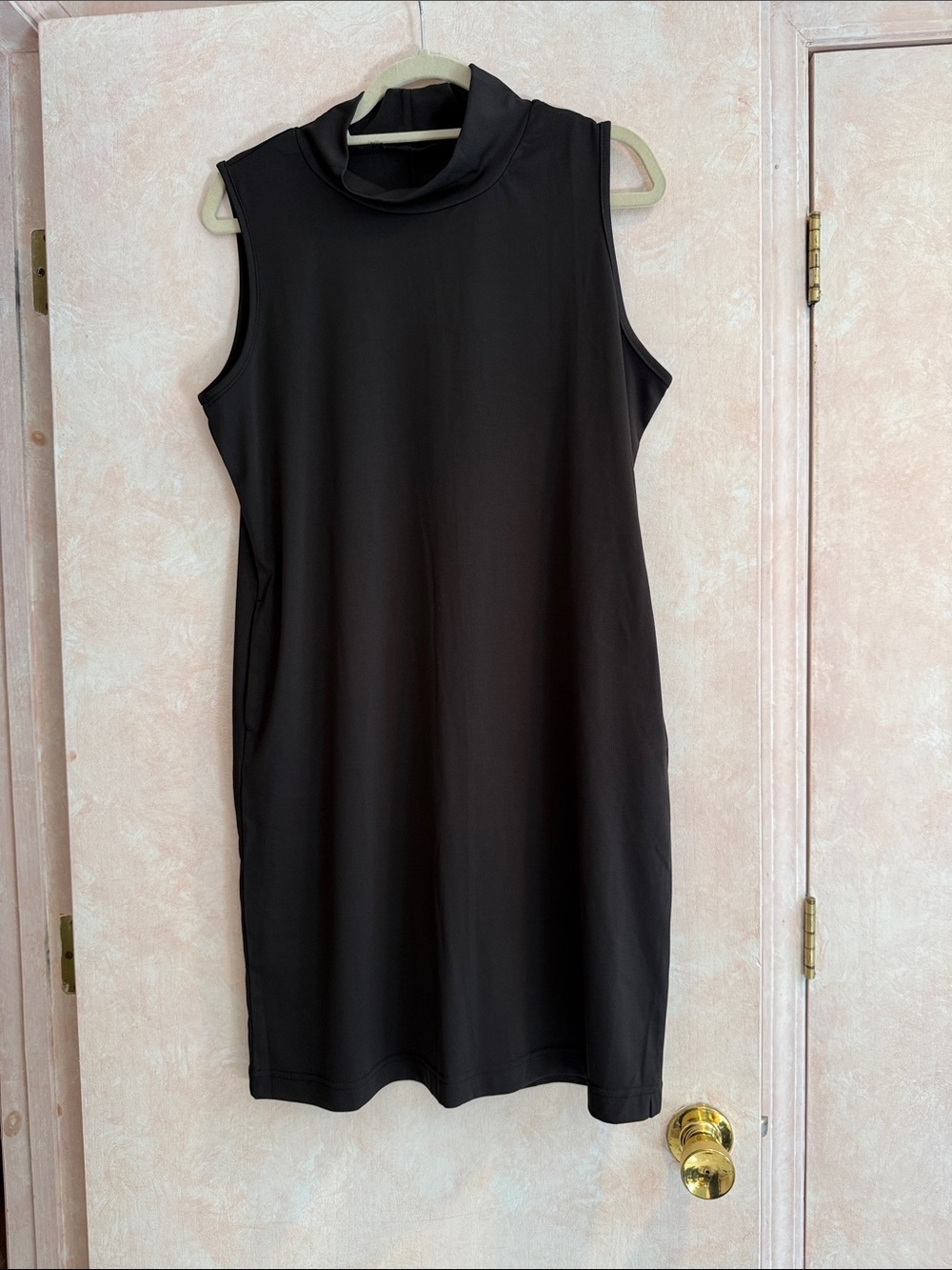 Black Sleeveless Turtleneck Mini Dress